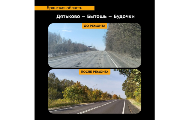 На Брянщине отремонтировали участок автодороги Дятьково-Бытошь-Будочки