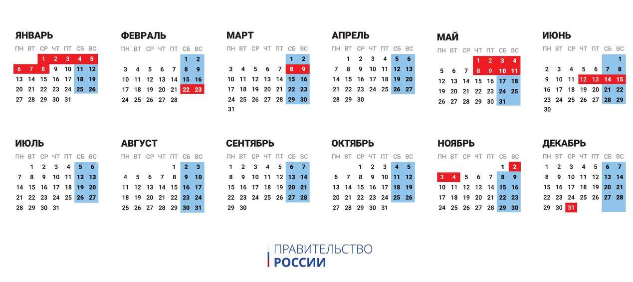 Утвержден календарь рабочих и праздничных дней в 2025 году